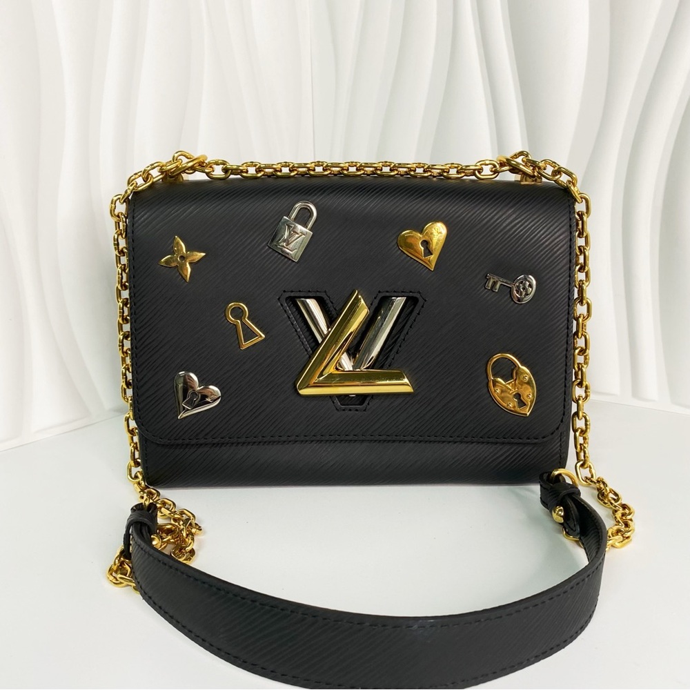 Louis Vuitton Twist Handbag Limited Edition Love Embellished Epi Leather MM